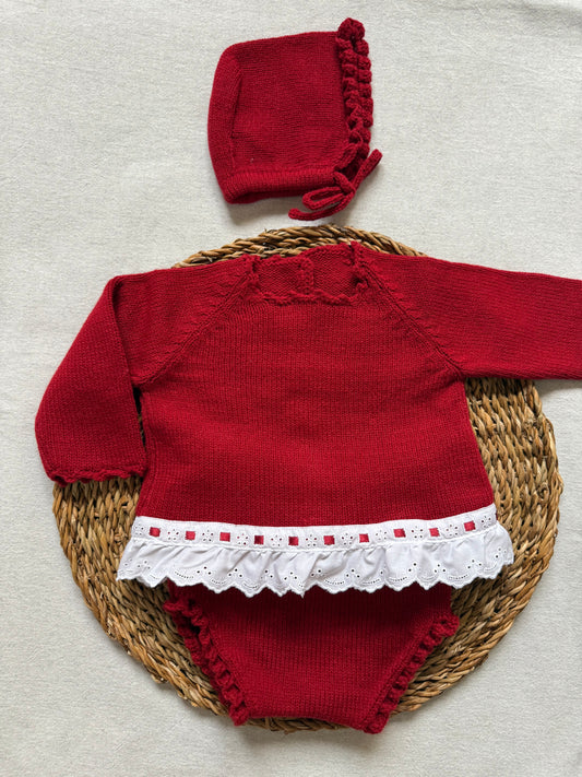 Jersey tira bordada burdeos