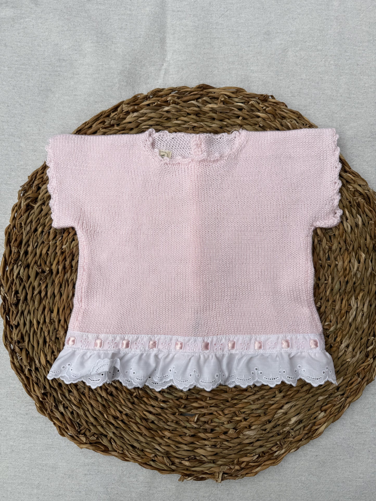 Jersey tira bordada Perlé Rosa